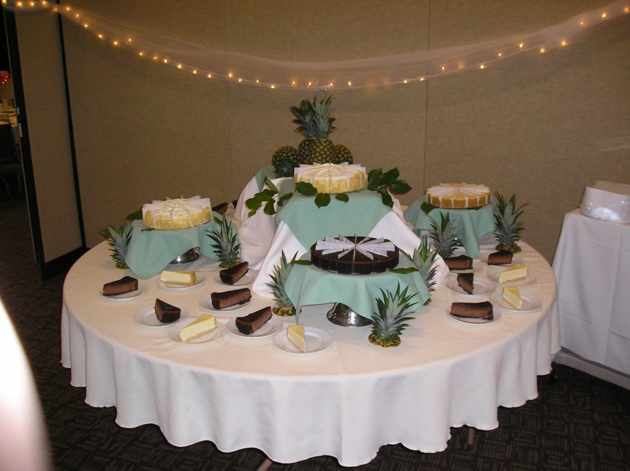 dessert table with variety of cakes