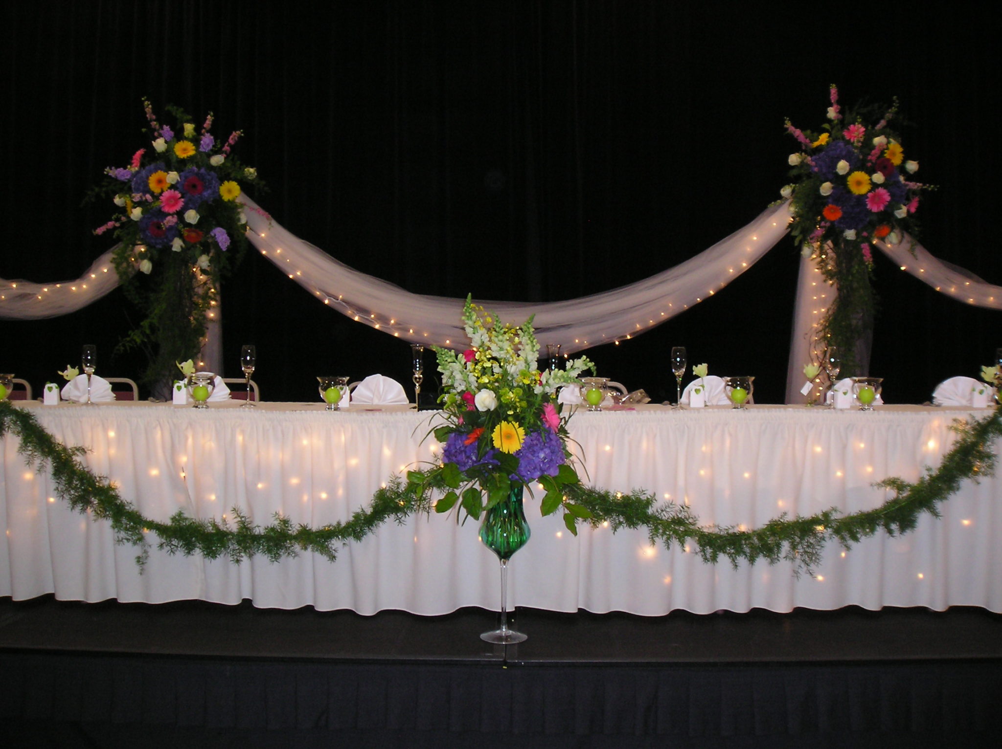 head table decorated for a wedding