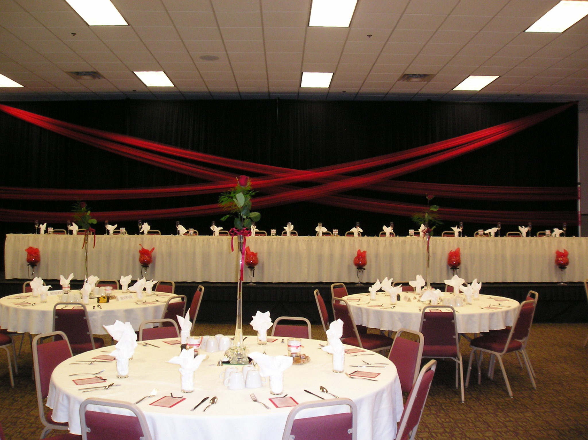 tables decorated for a wedding reception