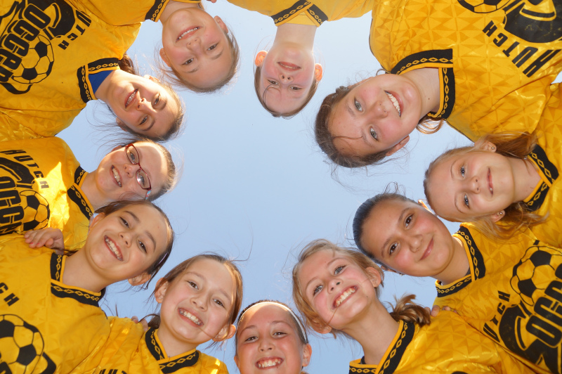 group of smiling elementary age girls