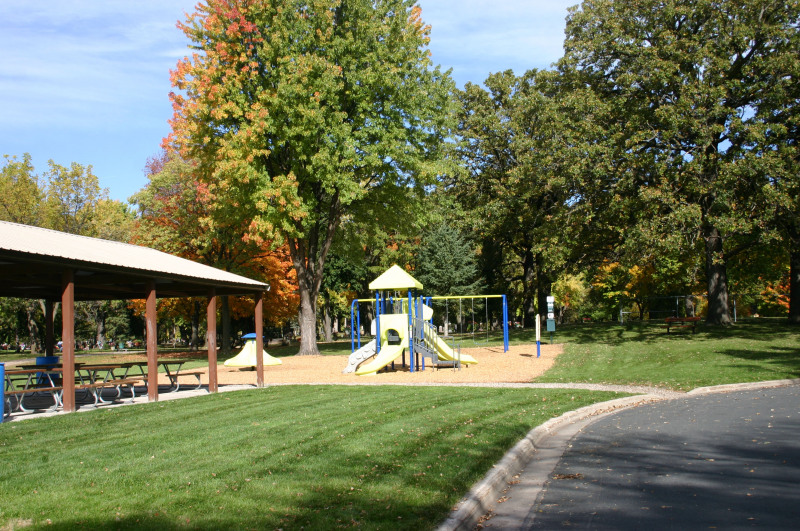 playground equipment and picnic shelter